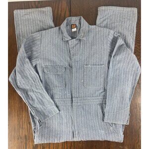 Vtg Wrangler BIG BEN Denim Work Blue Herringbone Coveralls USA Size 40 Railroad